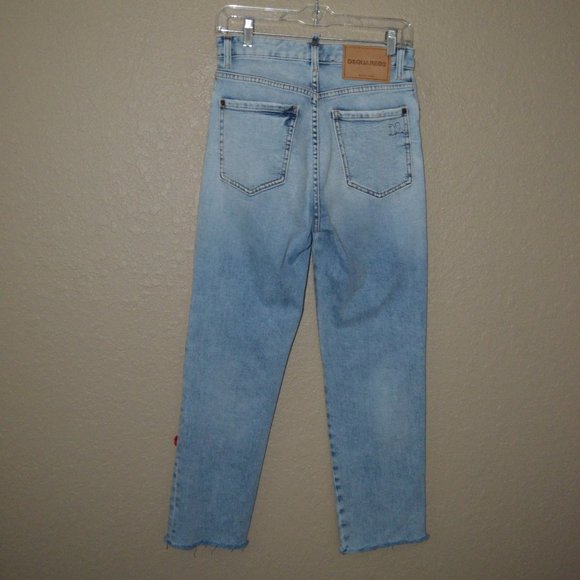 NWOT $1160 38 4 DSQUARED2 Boston Straight Leg Distressed Bow Detail Blue Jeans - Picture 7 of 9